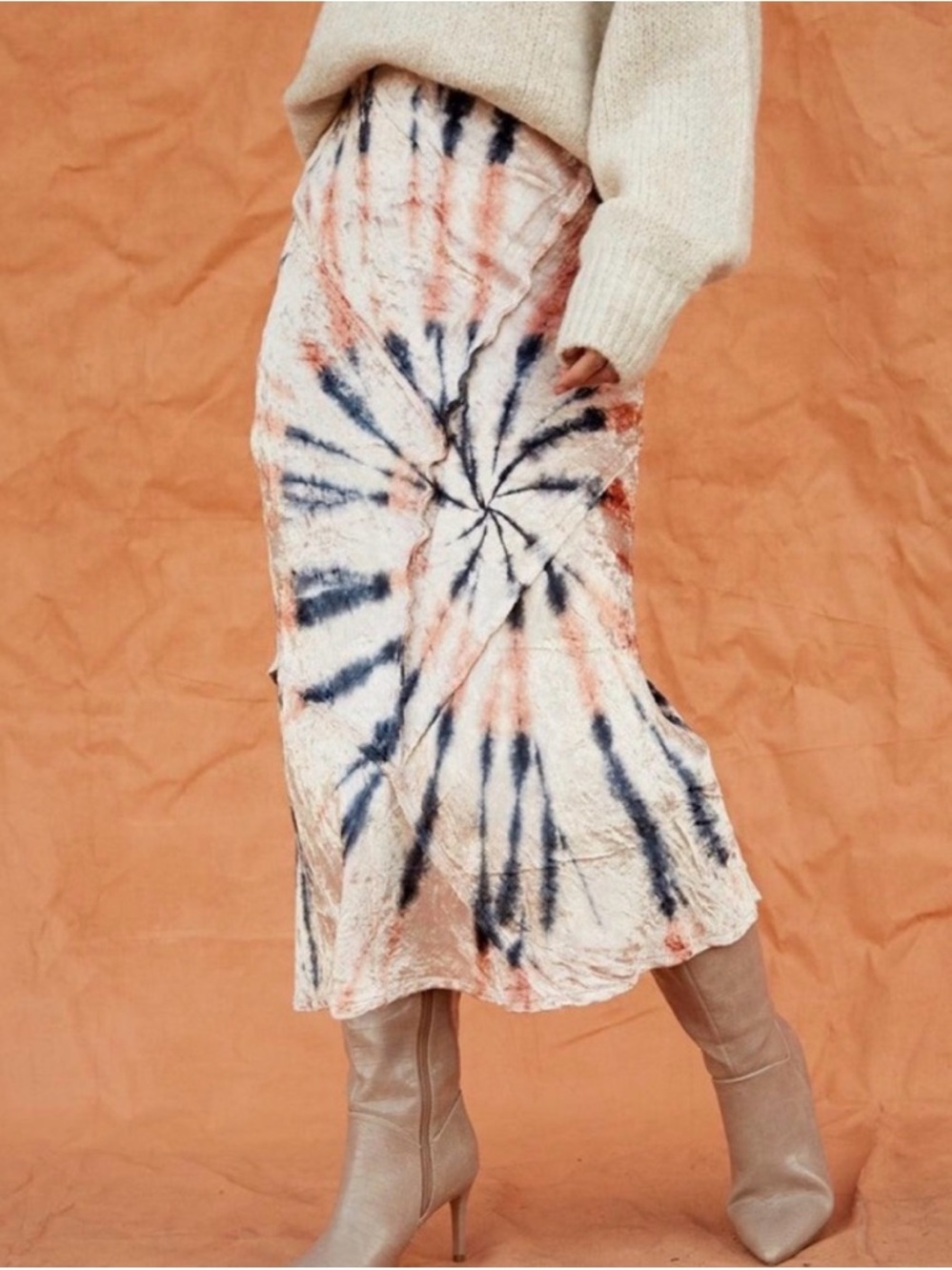 Free People Velvet Serious Swagger Tie-Dye Midi Skirt - Picture 12 of 13